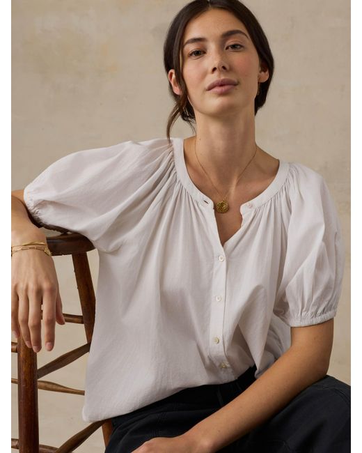 Faherty Brand White Voile Lettie Top