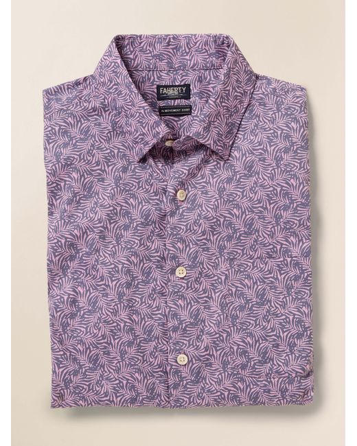 Faherty Brand Purple Short-Sleeve Movement&Trade; Monterey Shirt for men