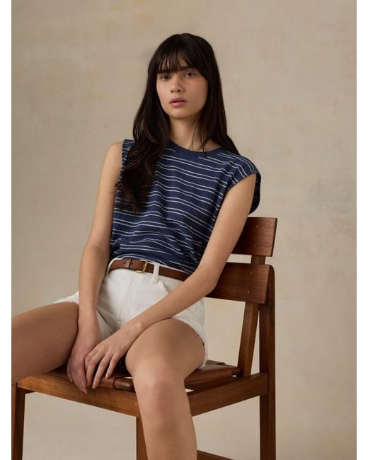 Faherty Brand Blue Sunwashed Organic Muscle Tank