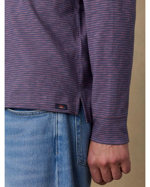 Faherty Brand Blue Long-Sleeve Sunwashed T-Shirt Polo for men