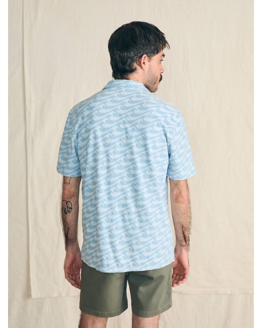 Faherty Brand Blue Short-sleeve Cabana Towel Terry Shirt for men