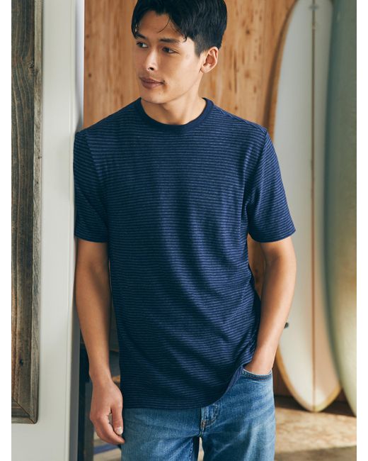 Faherty Brand Blue Short-sleeve Vintage Chambray T-shirt for men