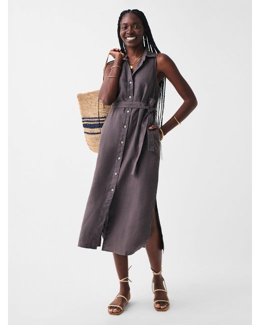 Faherty Linen Laguna Sleeveless Shirt Dress in Black Lyst Australia