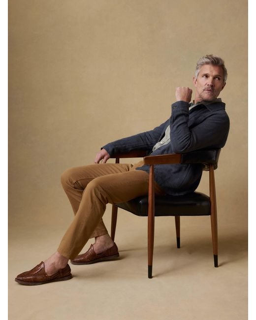 Faherty Brand Blue Herringbone Studio Jacket for men