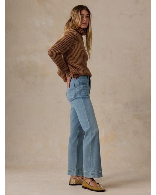 Faherty Brand Blue Stretch Terry Patch Pocket Ankle Pants
