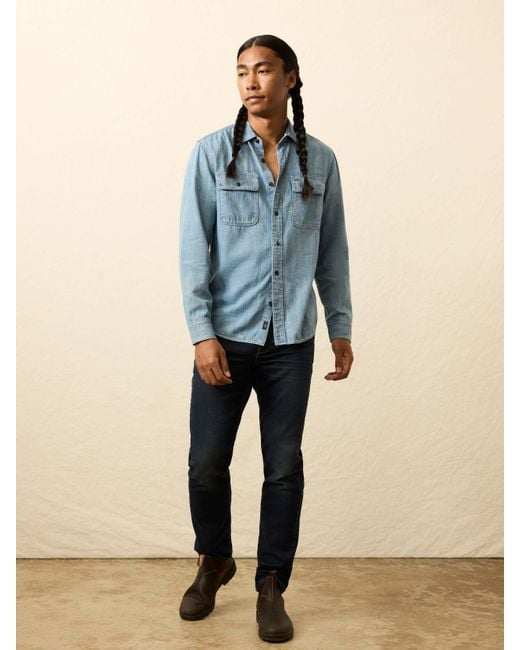 Faherty Brand Blue Steven Paul Judd Thunderbird Denim Workshirt for men