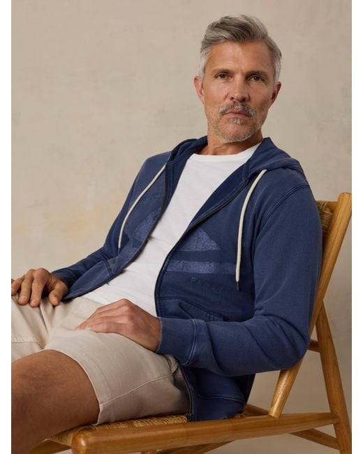 Faherty Brand Blue X Quiksilver Fleece Zip Hoodie for men