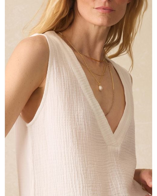 Faherty Brand Natural Dune Cotton Gauze Sleeveless Popover