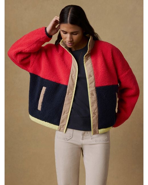 Faherty Brand Red Fireside Fleece Jacket