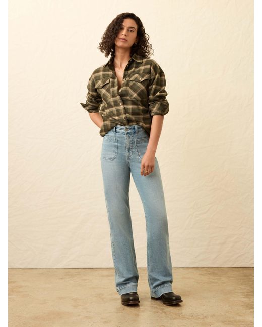 Faherty Brand Blue Stretch Terry Patch Pocket Pants