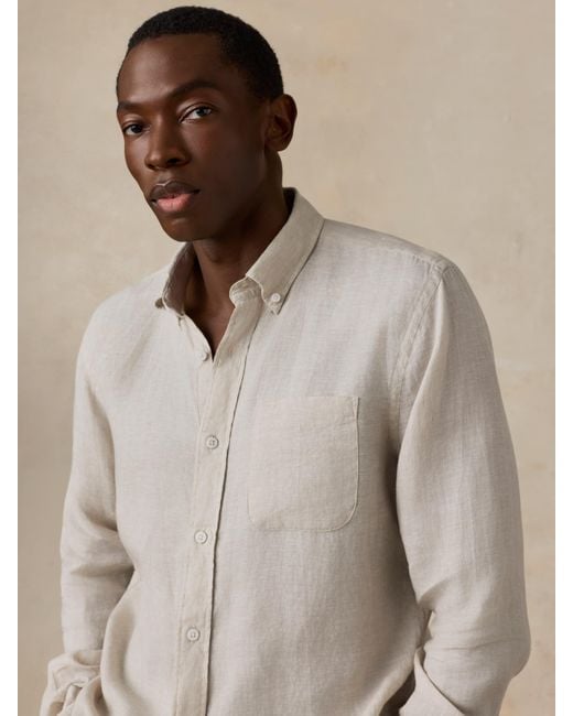 Faherty Brand Natural Sunwashed Linen Shirt for men