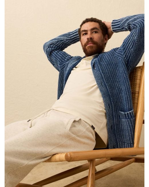 Faherty Brand Blue Chunky Cardigan for men