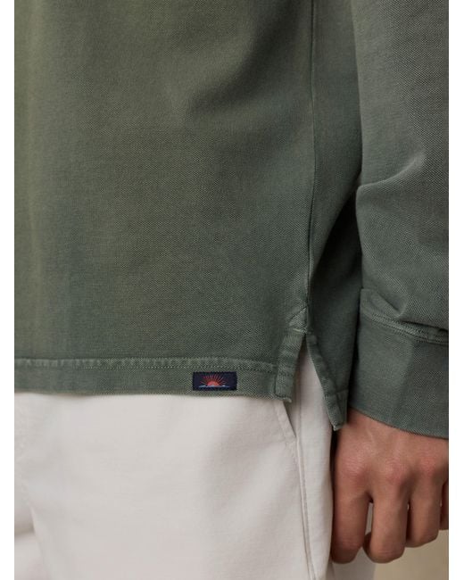 Faherty Brand Green Long-Sleeve Sunwashed Pique Polo Shirt for men
