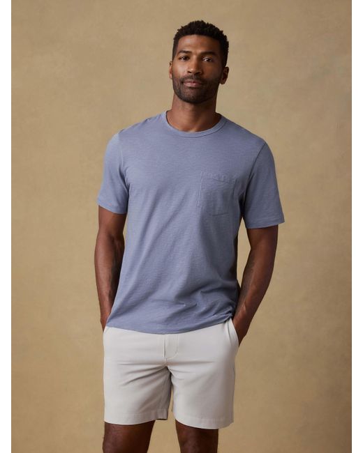 Faherty Brand Blue Sunwashed Regenerative Pocket T-Shirt for men