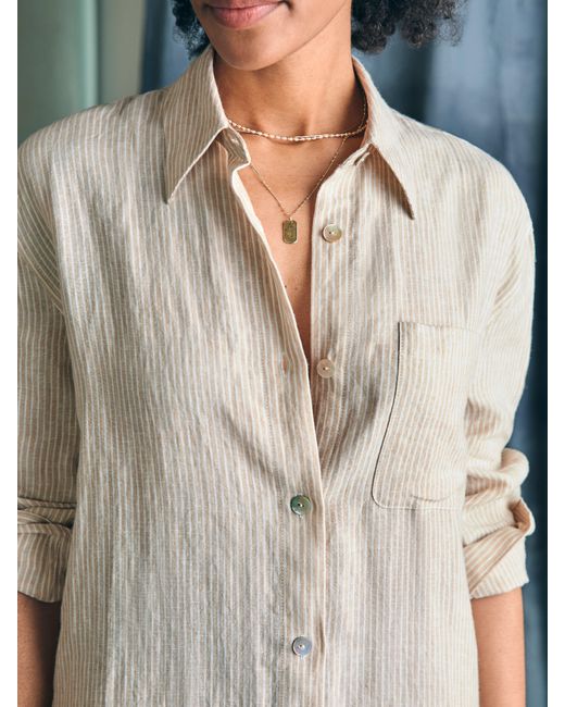 Faherty Laguna Linen Midi Dress in Natural Lyst