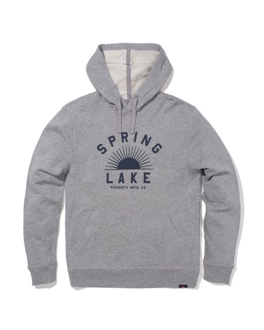 Faherty Brand Gray Spring Lake Popover Hoodie for men
