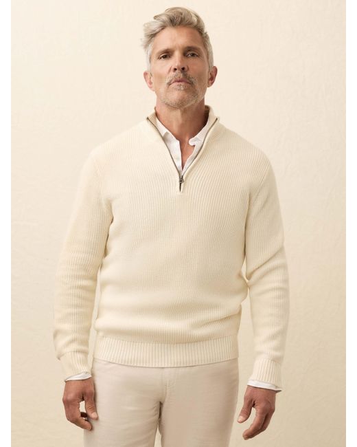 Faherty Brand Natural Sunwashed Quarter Zip Sweater for men