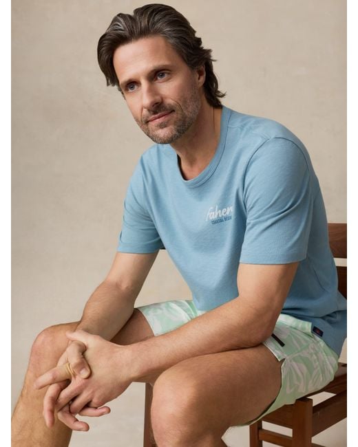 Faherty Brand Blue Sunwashed Regenerative Graphic T-Shirt for men
