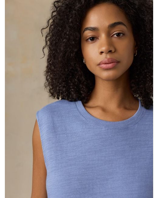 Faherty Brand Blue Sunwashed Organic Muscle Tank
