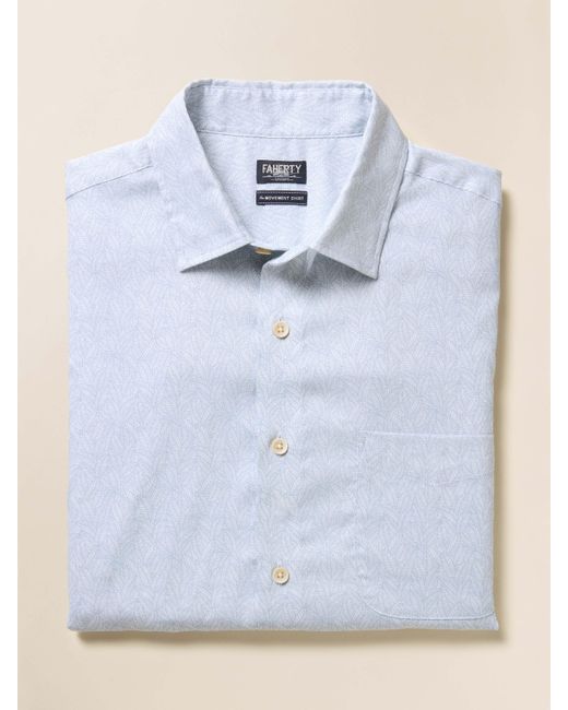 Faherty Brand Blue Short-Sleeve Movement&Trade; Monterey Shirt for men