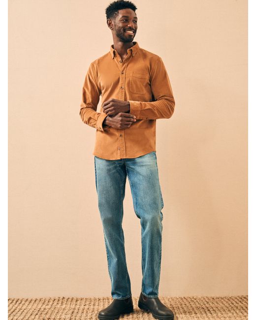 Faherty Stretch Corduroy Shirt in Orange for Men