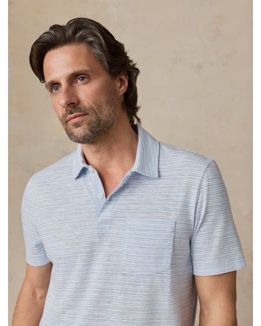 Faherty Brand Blue Short-Sleeve Breeze Polo Shirt for men