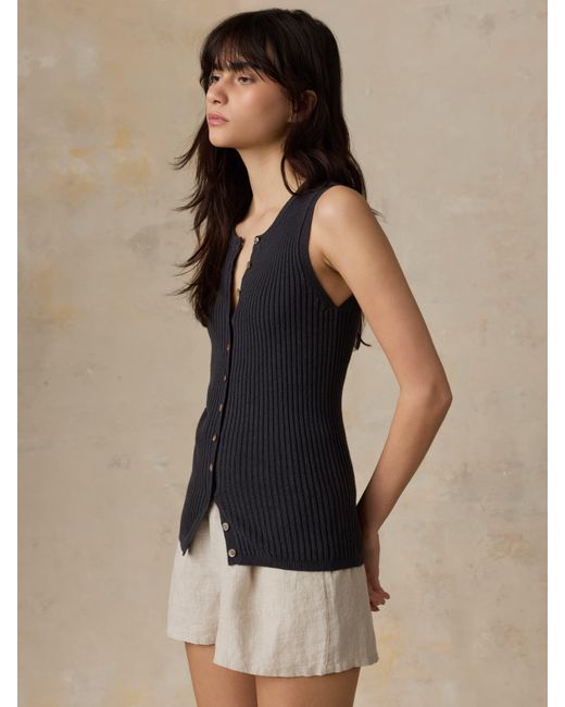 Faherty Brand Blue Miramar Linen Cami Cardigan