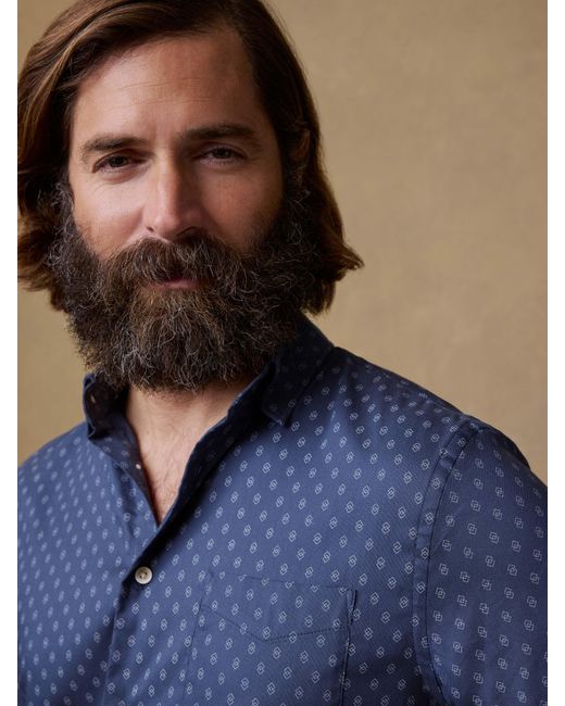 Faherty Brand Blue Short-Sleeve Movement&Trade; Monterey Shirt for men
