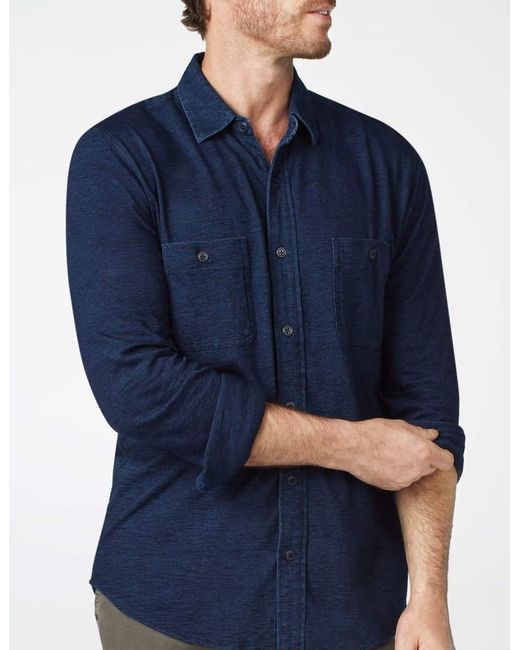 Faherty Brand Denim Knit Seasons Shirt in Dark Indigo Wash (Blue) for
