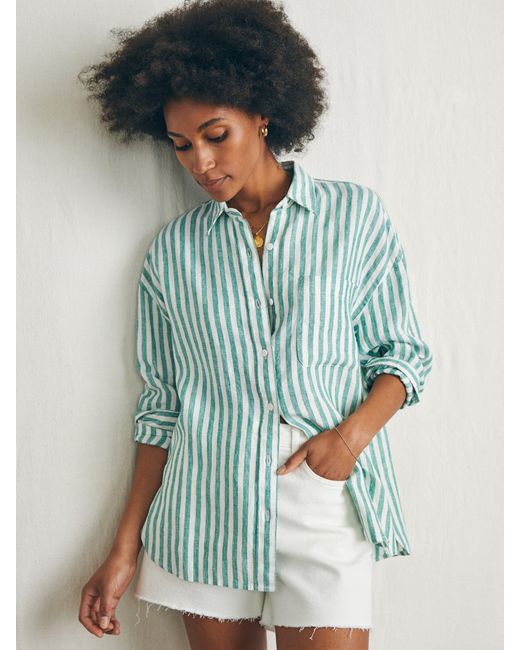 Faherty Brand Green Laguna Linen Relaxed Shirt