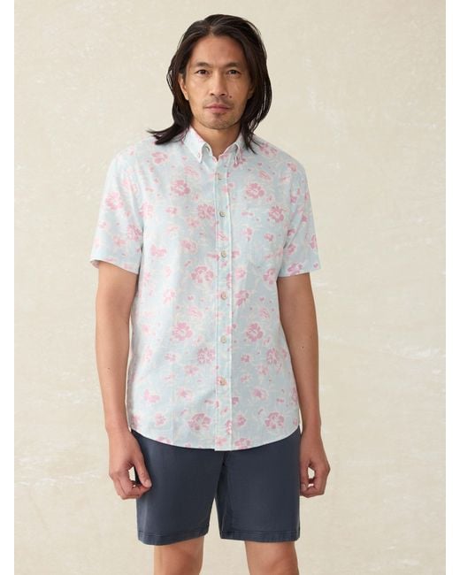Faherty Brand White Short-Sleeve Breeze Shirt for men