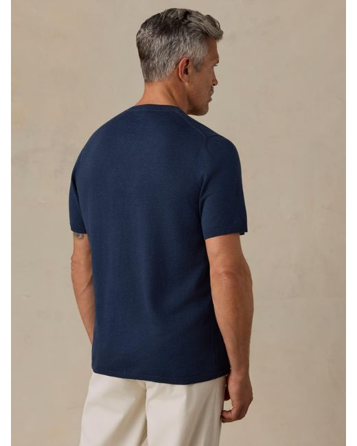 Faherty Brand Blue Short-Sleeve Sweater Tee for men