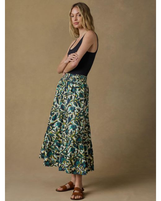 Faherty Brand Green Montecito Linen Maxi Skirt