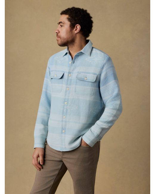 Faherty Brand Blue Doug Good Feather Canyon Overshirt for men
