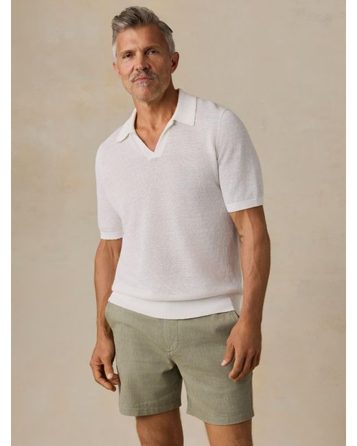Faherty Brand Natural Short-Sleeve Linen Sweater Polo for men