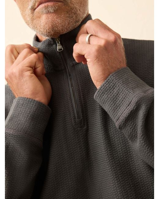 Faherty Brand Gray Textured Knit Quarter Zip for men