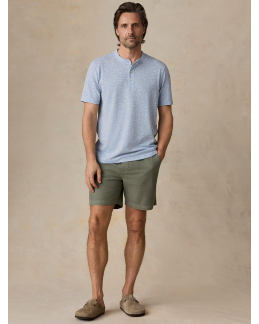 Faherty Brand Blue Short-Sleeve Breeze Henley T-Shirt for men