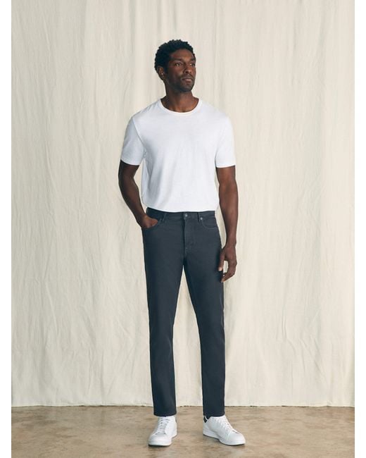 Faherty Brand Blue Stretch Terry 5-Pocket Pants (32" Inseam) for men