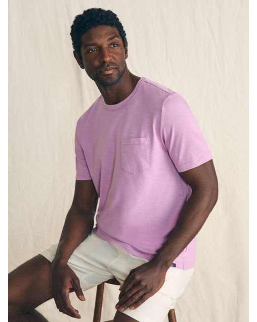 Faherty Brand Pink Sunwashed Pocket T-shirt for men