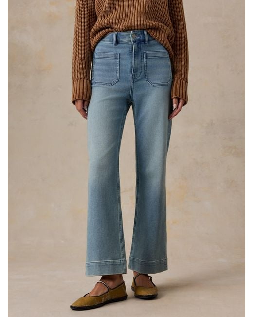 Faherty Brand Blue Stretch Terry Patch Pocket Ankle Pants
