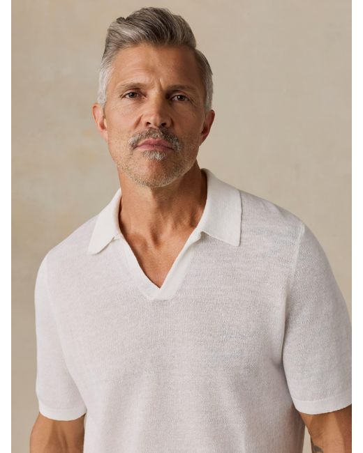 Faherty Brand Natural Short-Sleeve Linen Sweater Polo for men