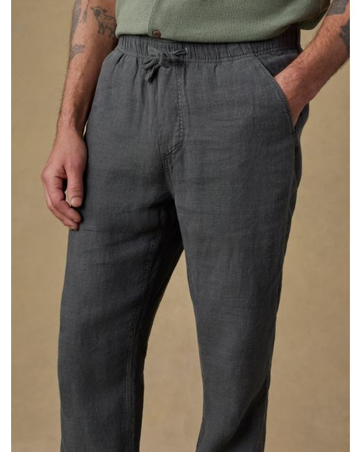 Faherty Brand Black Linen Drawstring Pants for men