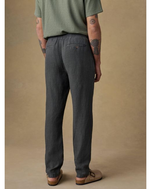 Faherty Brand Black Linen Drawstring Pants for men