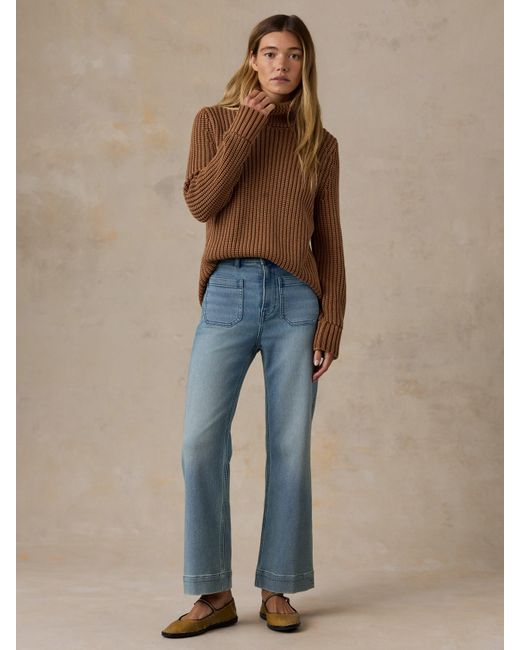 Faherty Brand Blue Stretch Terry Patch Pocket Ankle Pants