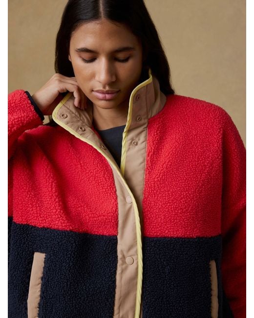 Faherty Brand Red Fireside Fleece Jacket