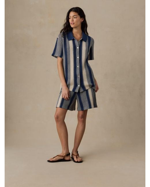 Faherty Brand Natural Seacoast Crochet Relaxed Camp Shirt