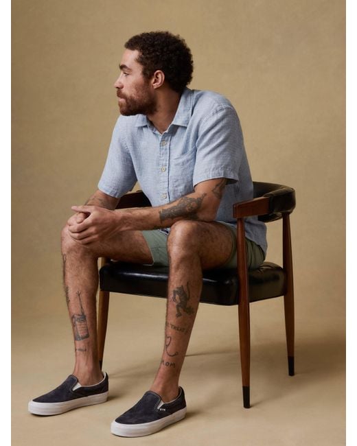Faherty Brand Blue Short-Sleeve Palma Linen Shirt for men