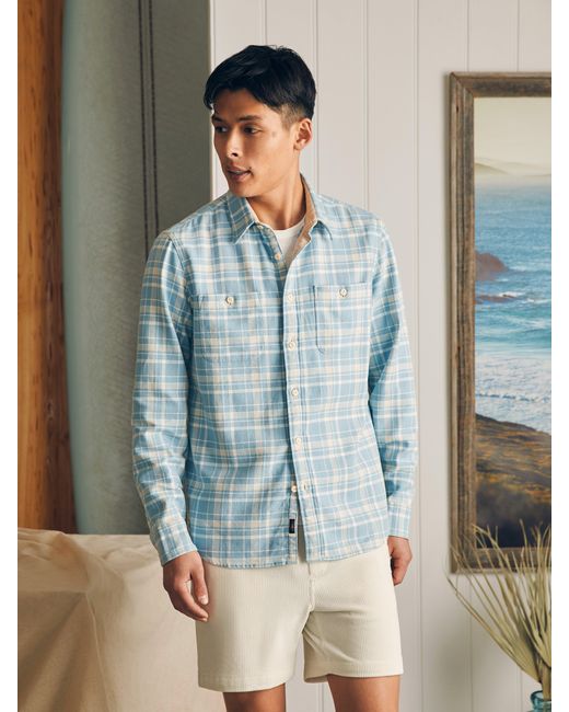 Faherty Brand Blue Surf Flannel Shirt for men