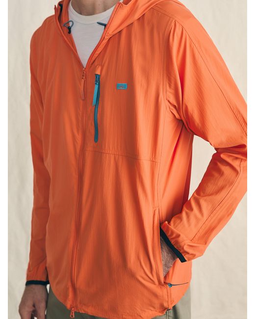 Faherty Brand Orange Shorelite Packable Anorak Jacket for men