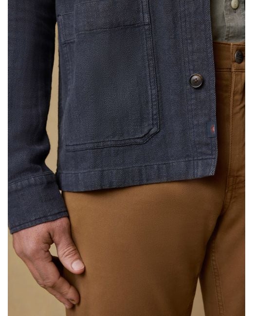Faherty Brand Blue Herringbone Studio Jacket for men